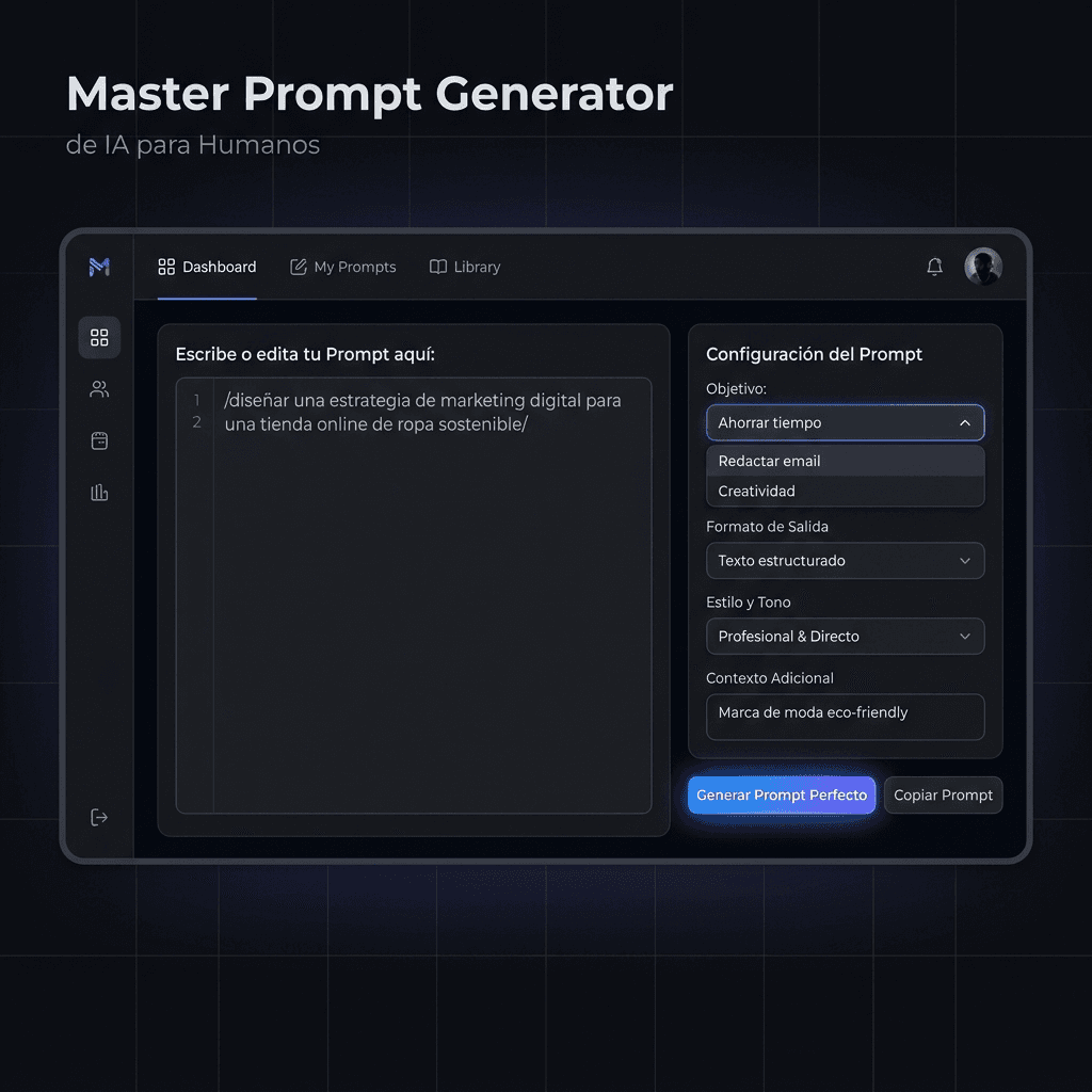 Interfaz de automatización en Master Prompt Generator